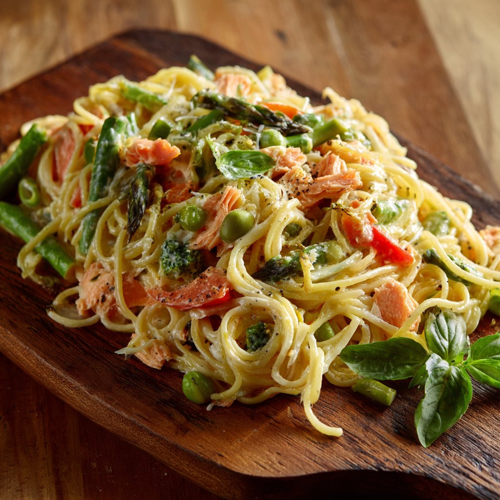 Pasta Primavera with Smoked Salmon